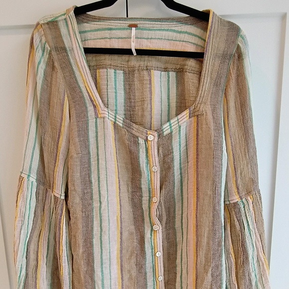 Free People Button Top 100% cotton* Large - Picture 1 of 8